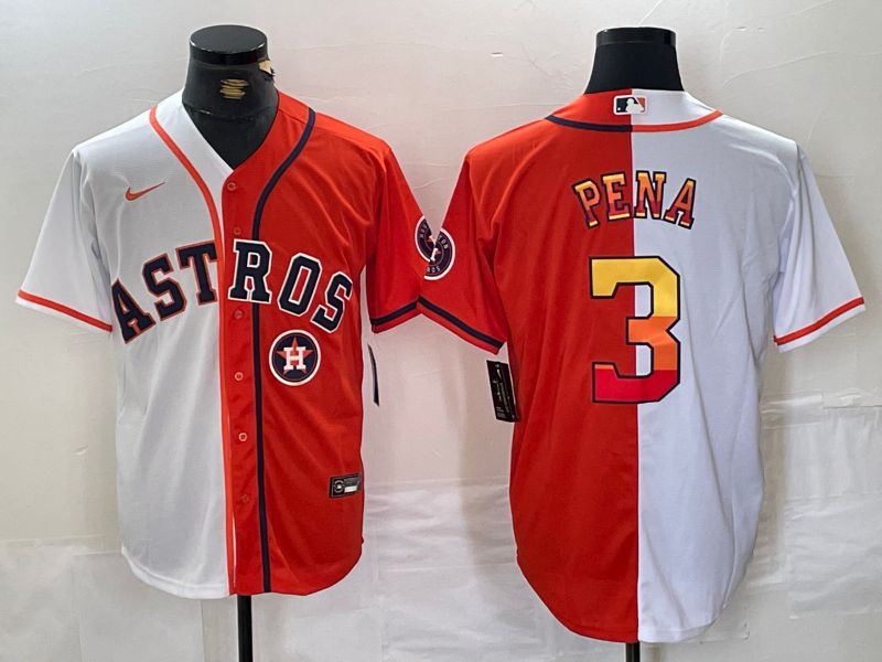 Men Houston Astros 3 Pena White orange Nike 2024 MLB Jersey style 3